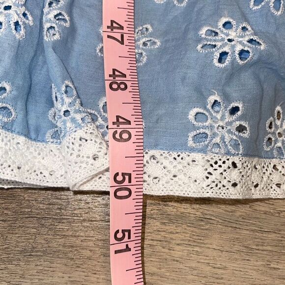 STS Sail To Sable Womens Floral Eyelet Tiered Lace Smocked Dress Blue Large NWT$ - Picture 9 of 9